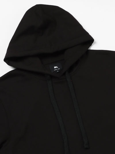 Men's Black Striped Sleeves Hooded Sweatshirt