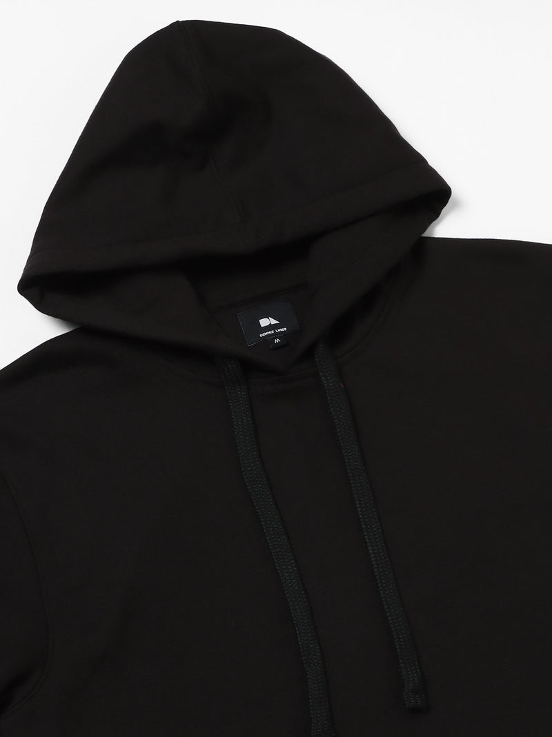 Men's Black Striped Sleeves Hooded Sweatshirt