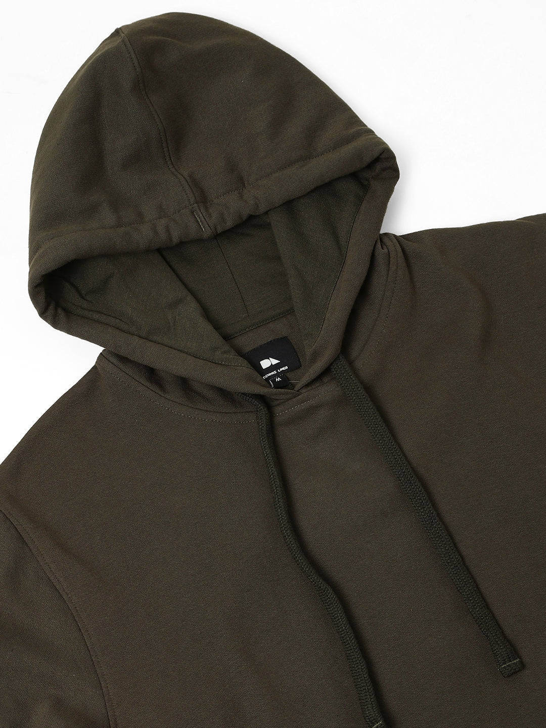 Men's Olive Striped Sleeves Hooded Sweatshirt