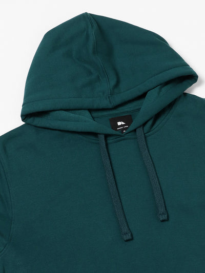 Men's Teal Blue Striped Sleeves Hooded Sweatshirt