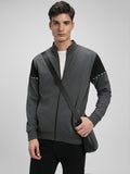 Dennis Lingo Men's Dark Grey Mock Neck Full Sleeves Zipper Front Sweatshirt