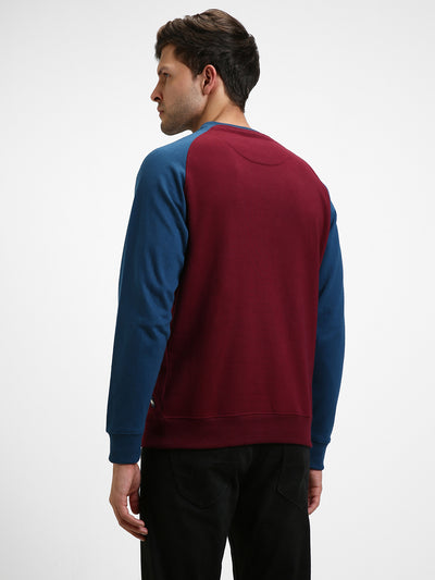 Dennis Lingo Men's Mock Neck Regular Fit Colourblock Blue Sweatshirt