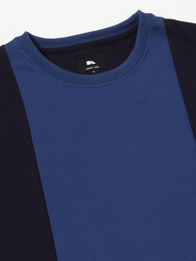 Men's Mock Neck Regular Fit Colourblock Navy Sweatshirt
