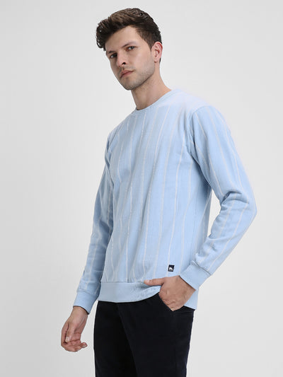 Dennis Lingo Men's Light Blue Mock Neck Full Sleeves Round Neck Sweatshirt