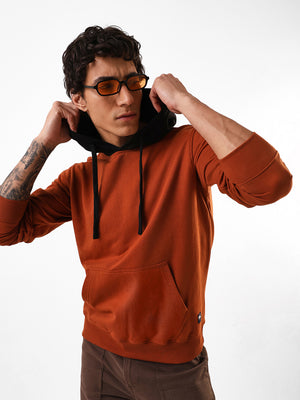 Men's Colourblocked Hooded Fleece Full Sleeves Hoodie