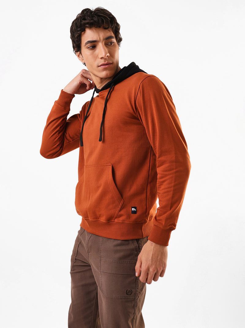 Men's Solid Hooded Pullover Fleece Sweatshirt