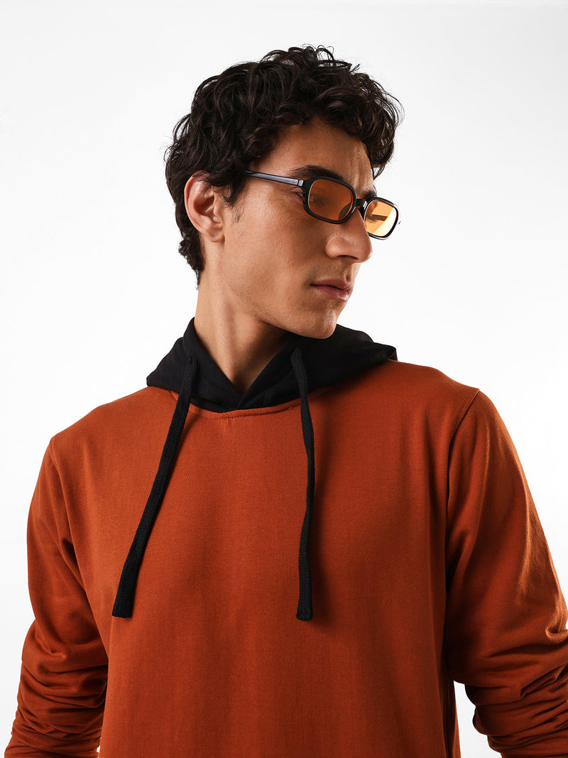 Men's Solid Hooded Pullover Fleece Sweatshirt