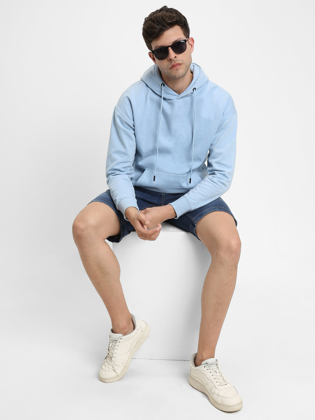 Men's Light Blue Full Sleeves Hoodie