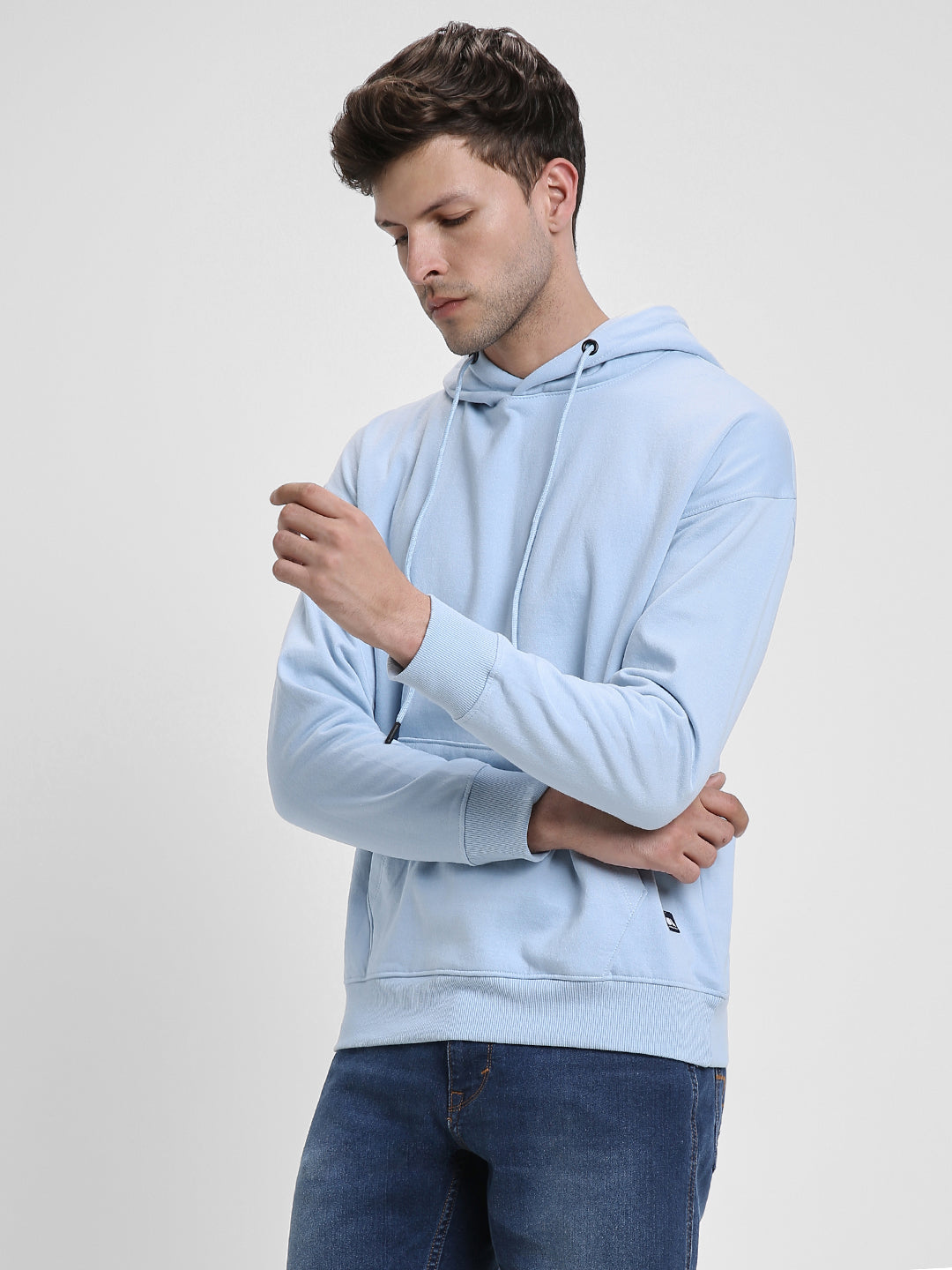 Men's Light Blue Full Sleeves Hoodie
