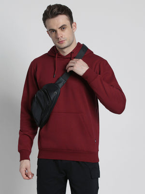 Men's Maroon Full Sleeves Hoodie
