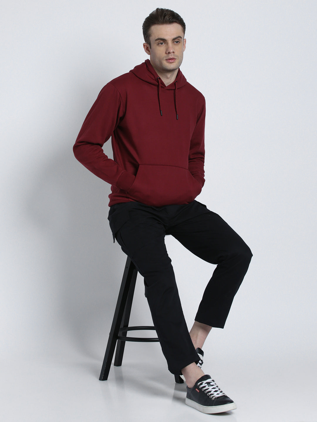 Men's Maroon Full Sleeves Hoodie