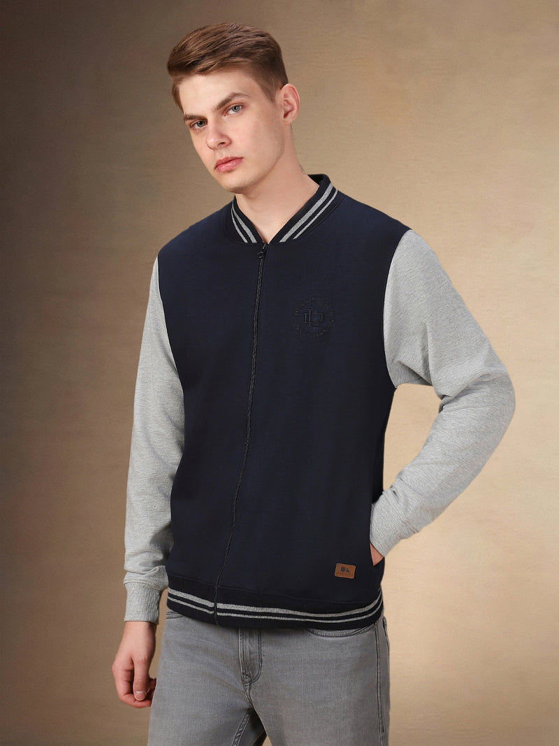 Men's Colorblocked Rib Collar Full Sleeves Regular Fit Sweatshirt