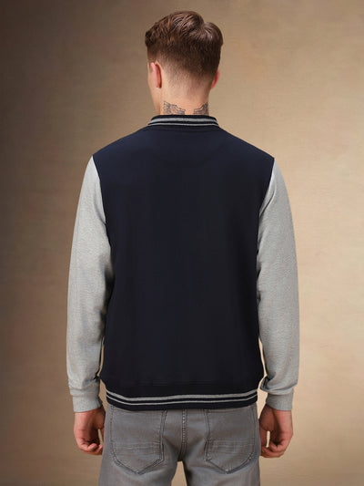 Men's Colorblocked Rib Collar Full Sleeves Regular Fit Sweatshirt