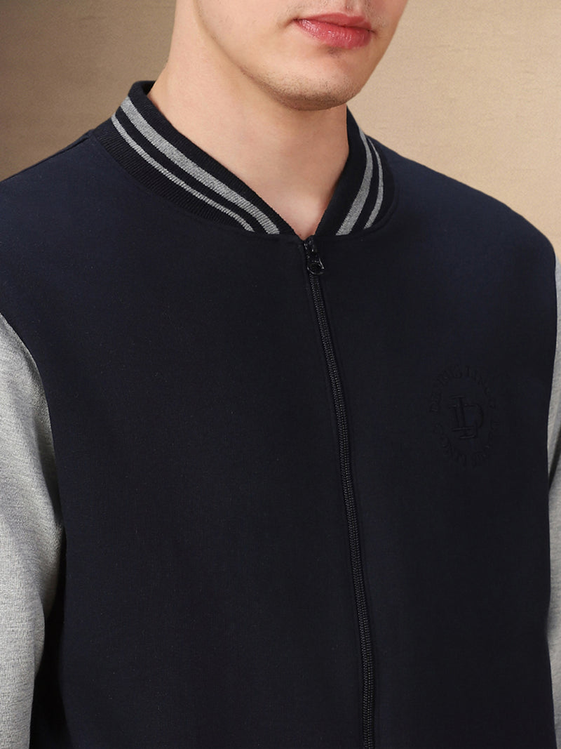 Men's Colorblocked Rib Collar Full Sleeves Regular Fit Sweatshirt