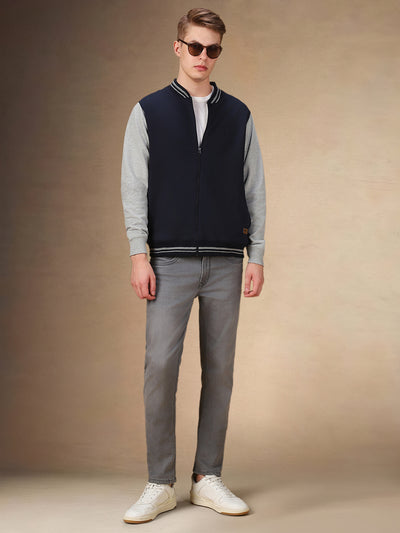 Men's Colorblocked Rib Collar Full Sleeves Regular Fit Sweatshirt