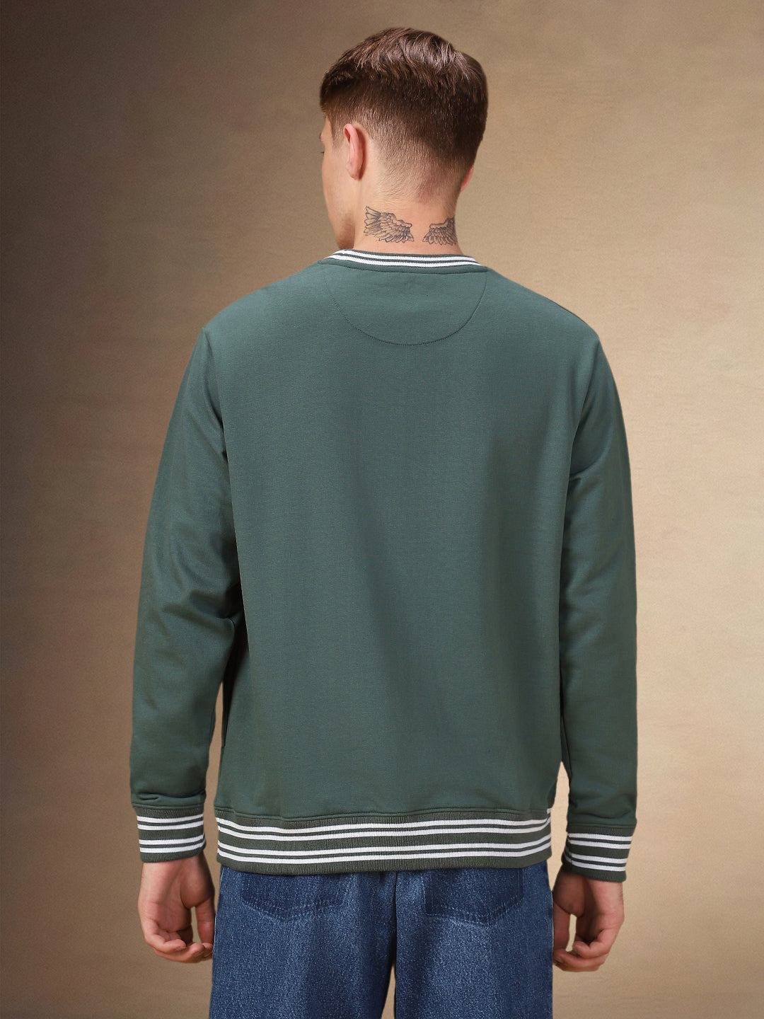 Men's Solid Round Neck Full Sleeves Regular Fit Sweatshirt