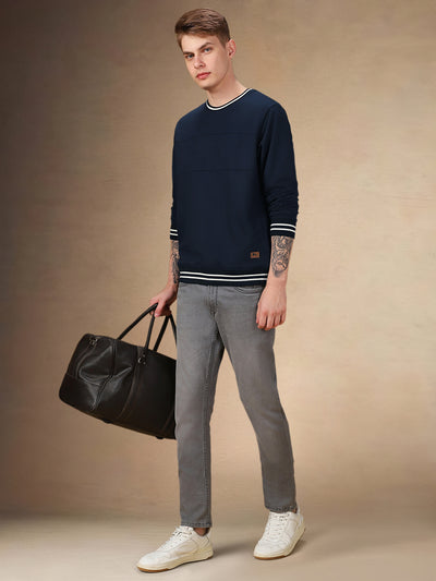 Men's Solid Round Neck Full Sleeves Regular Fit Sweatshirt