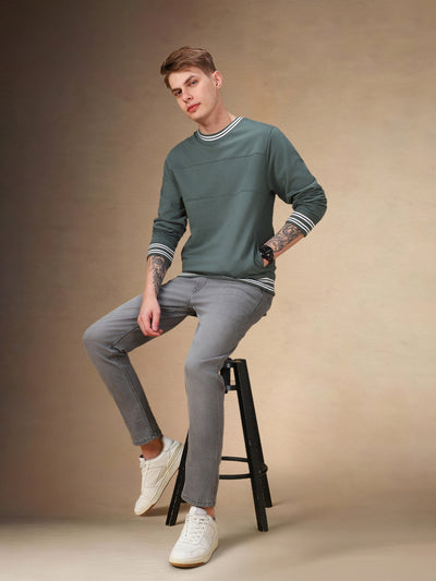 Men's Solid Round Neck Full Sleeves Regular Fit Sweatshirt