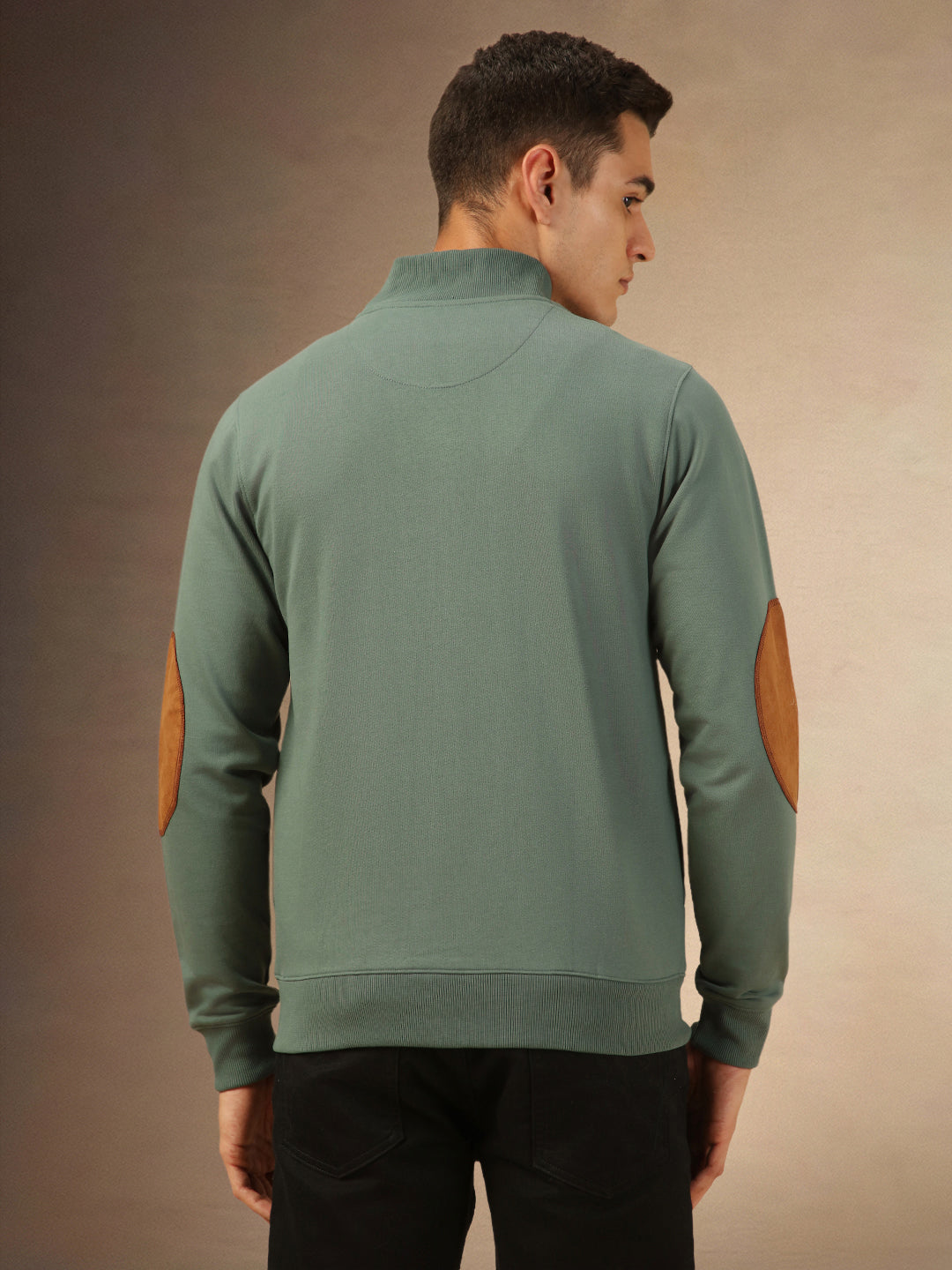 Men's Solid Rib Collar Full Sleeves Front open Sweatshirt