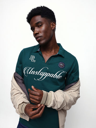 Men's Solid Polo Neck Relaxed Fit Pullover Sweatshirt
