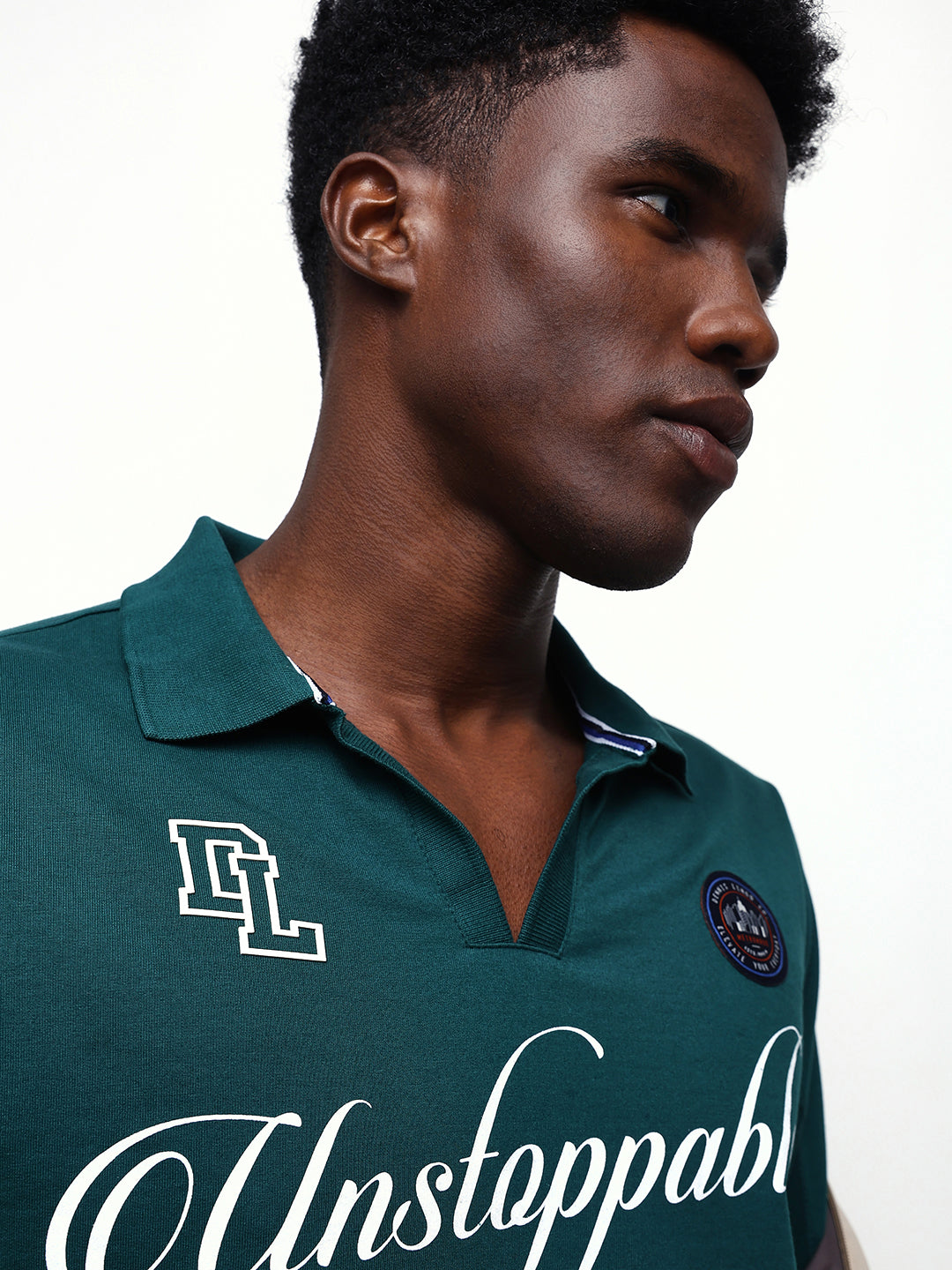 Men's Solid Polo Neck Relaxed Fit Pullover Sweatshirt