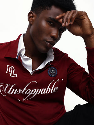 Men's Solid Polo Neck Relaxed Fit Pullover Sweatshirt