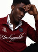 Men's Solid Polo Neck Relaxed Fit Pullover Sweatshirt
