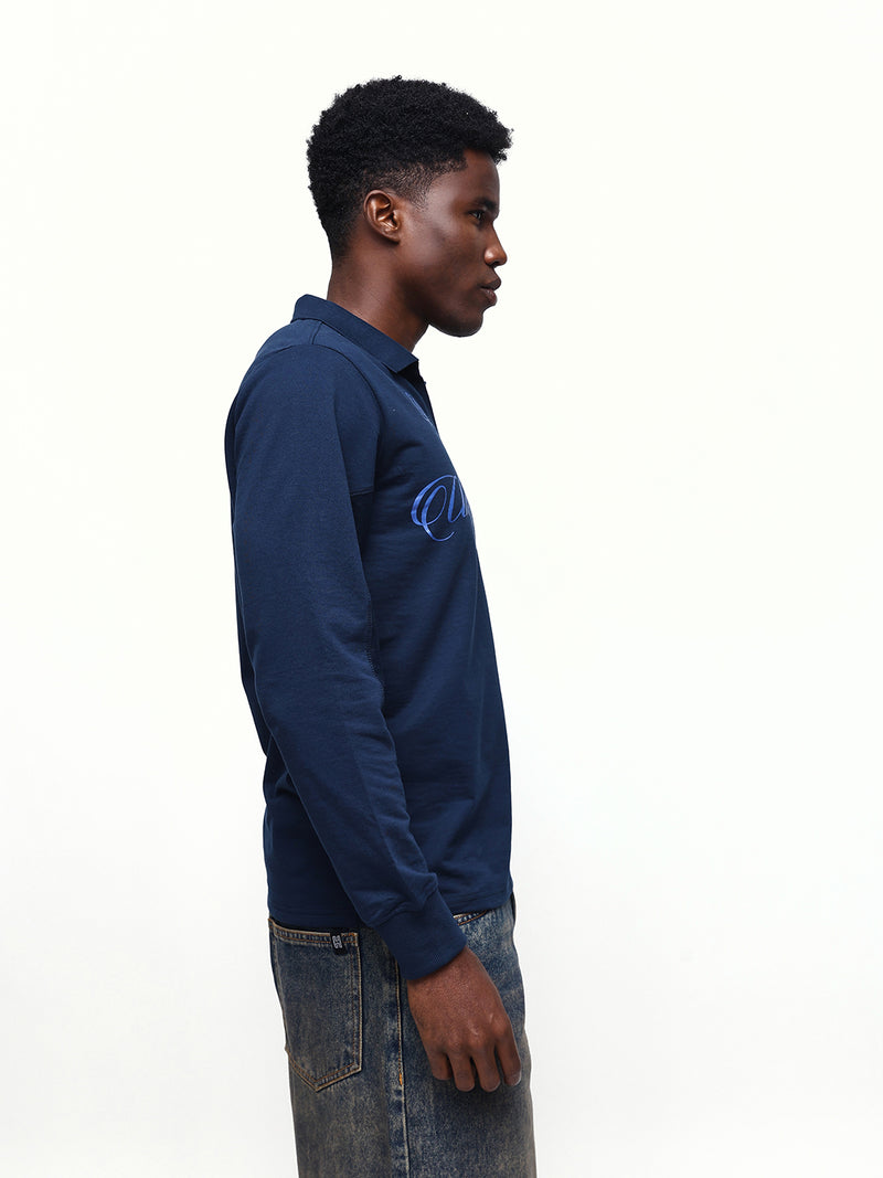 Men's Solid Polo Neck Relaxed Fit Pullover Sweatshirt