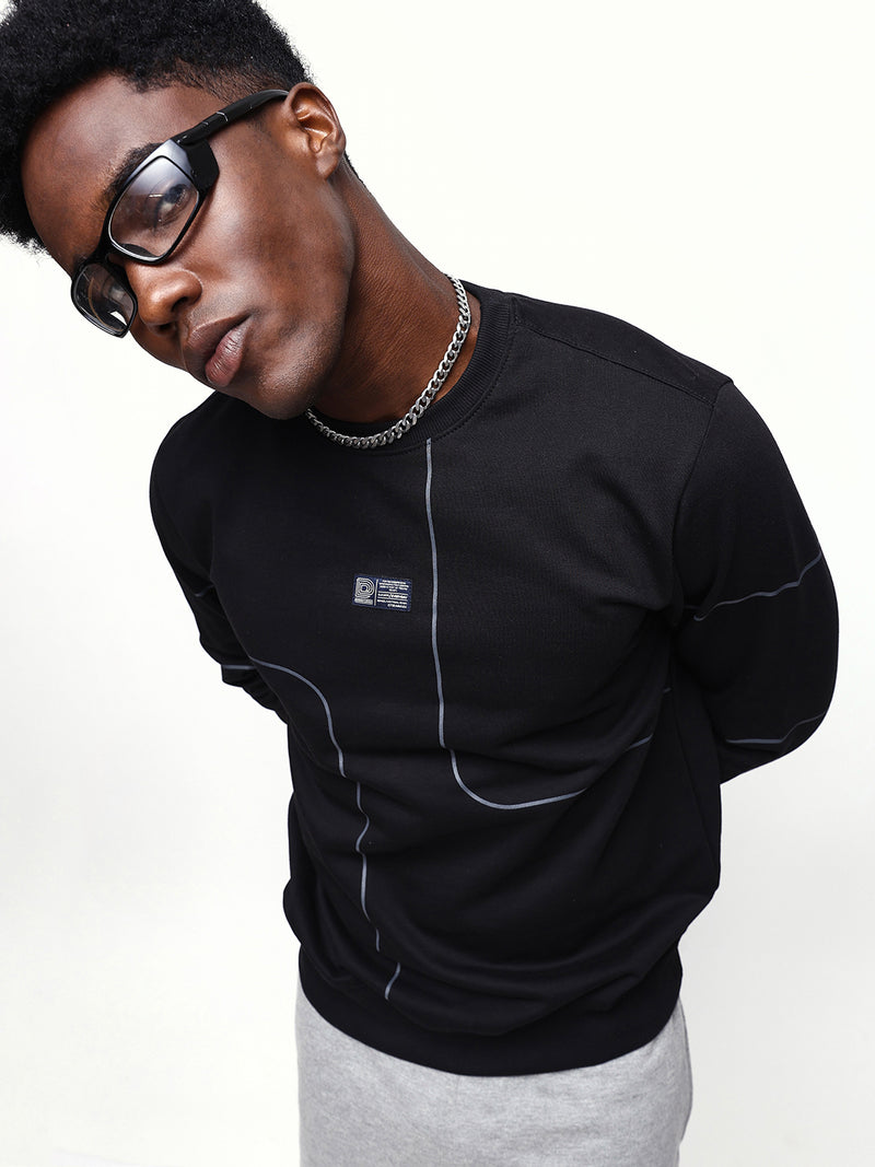 Men's Printed Round Neck Relaxed Fit Pullover Sweatshirt