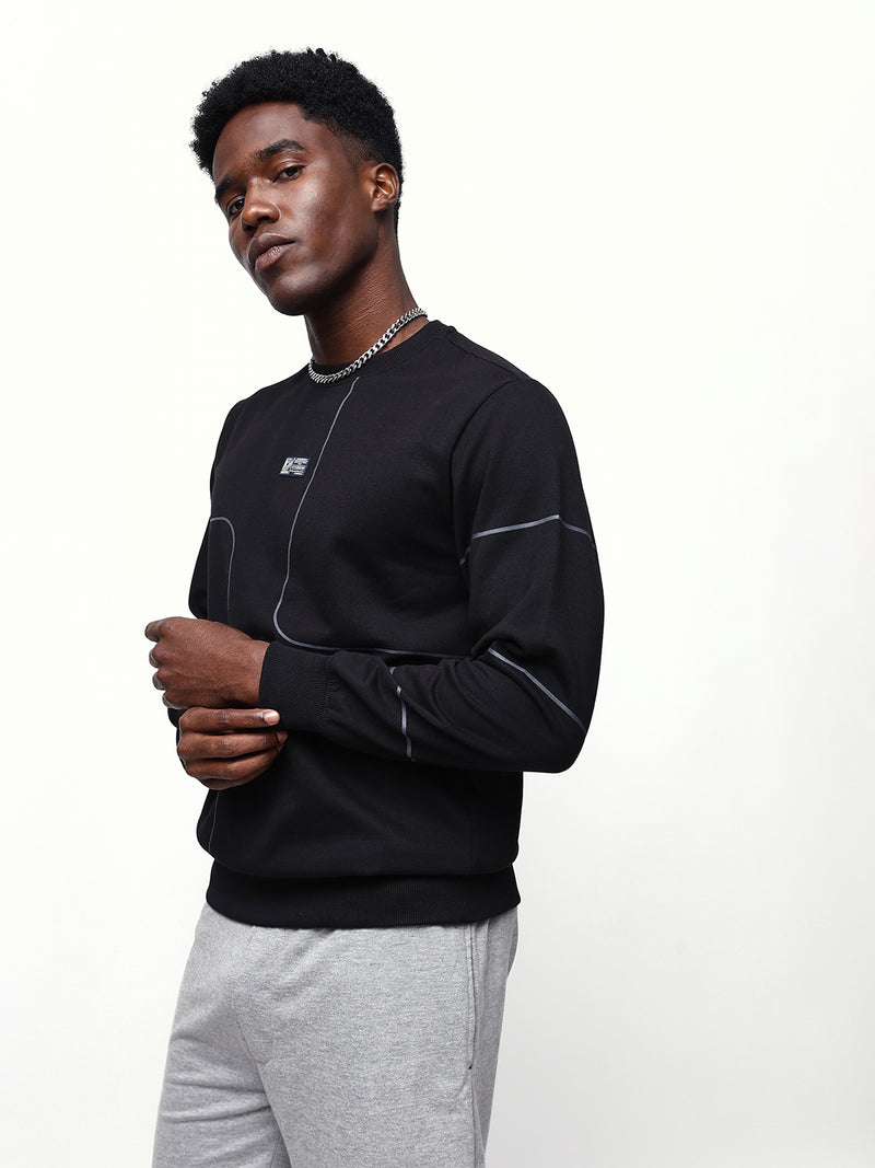 Men's Printed Round Neck Relaxed Fit Pullover Sweatshirt