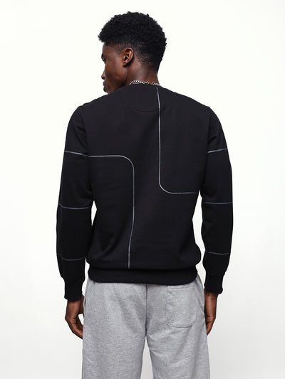 Men's Printed Round Neck Relaxed Fit Pullover Sweatshirt
