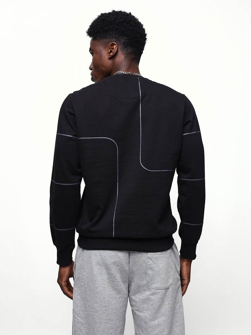 Men's Printed Round Neck Relaxed Fit Pullover Sweatshirt