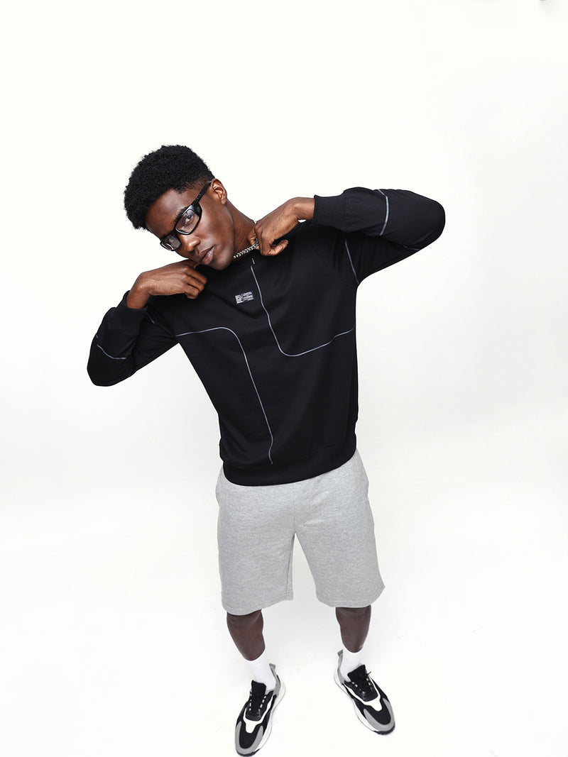 Men's Printed Round Neck Relaxed Fit Pullover Sweatshirt
