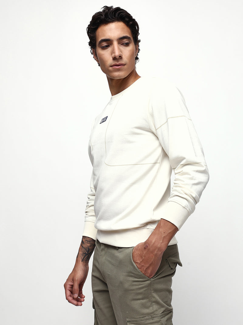 Men's Printed Round Neck Relaxed Fit Pullover Sweatshirt