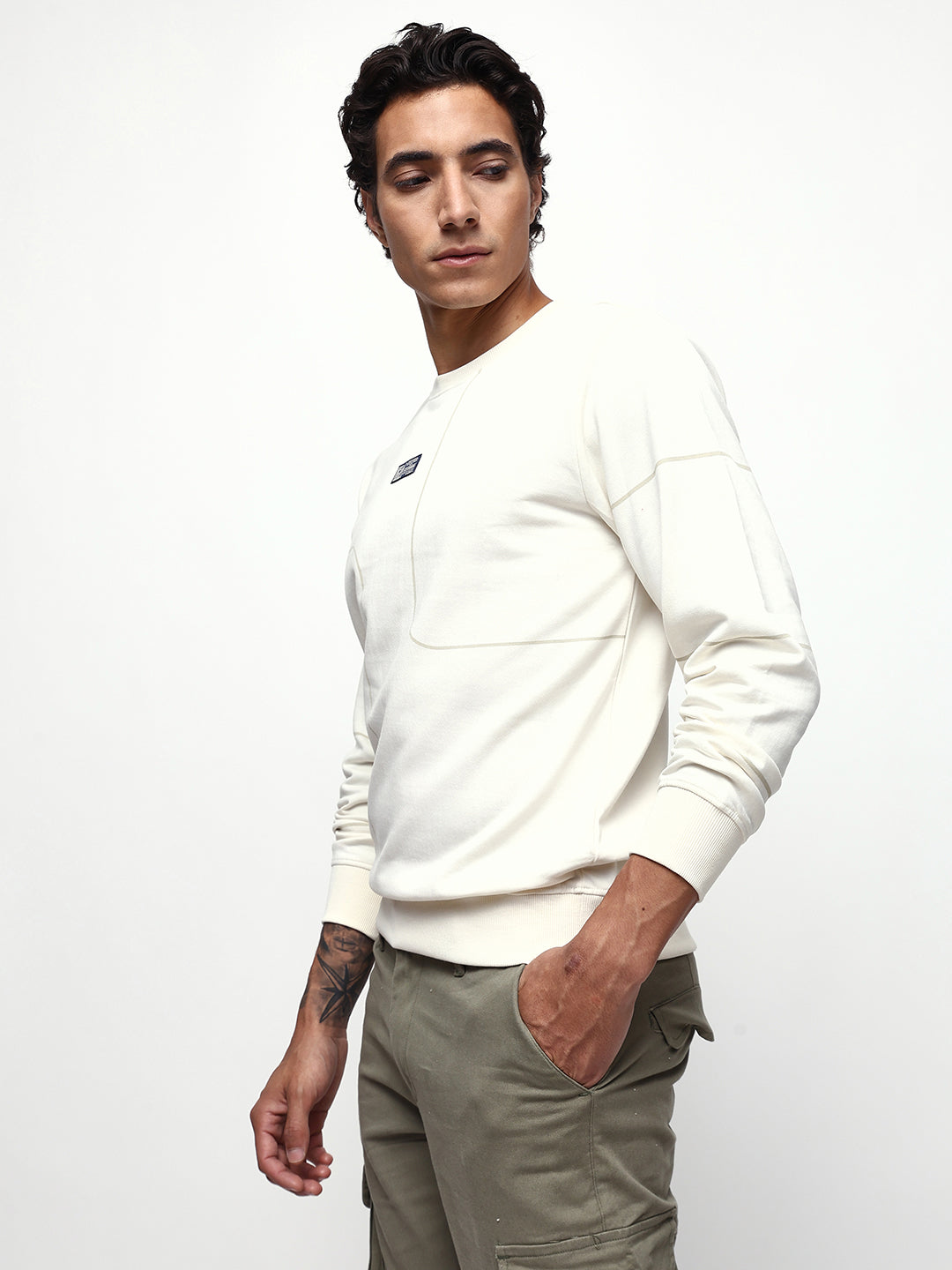 Men's Printed Round Neck Relaxed Fit Pullover Sweatshirt