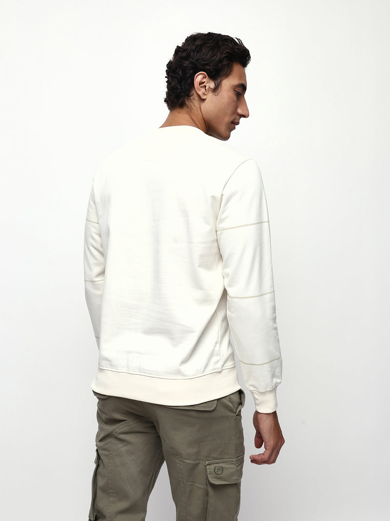 Men's Printed Round Neck Relaxed Fit Pullover Sweatshirt