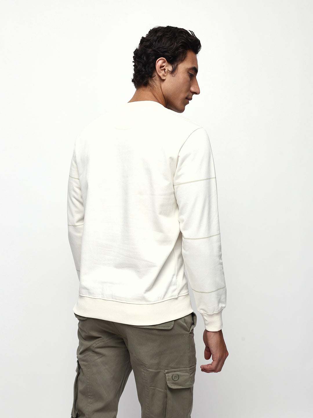 Men's Printed Round Neck Relaxed Fit Pullover Sweatshirt