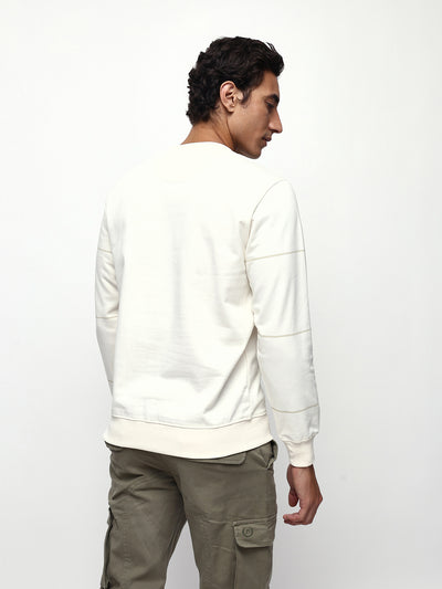 Men's Printed Round Neck Relaxed Fit Pullover Sweatshirt