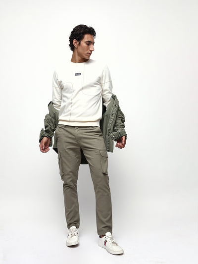 Men's Printed Round Neck Relaxed Fit Pullover Sweatshirt