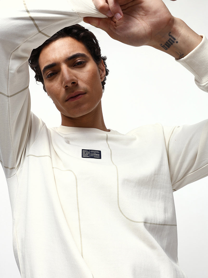Men's Printed Round Neck Relaxed Fit Pullover Sweatshirt