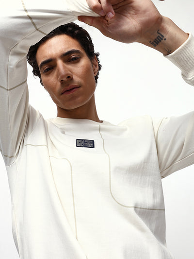 Men's Printed Round Neck Relaxed Fit Pullover Sweatshirt