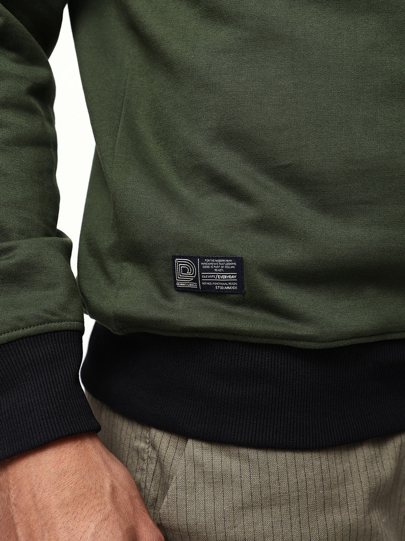 Men's Colourblocked Round Neck Relaxed Fit Pullover Sweatshirt