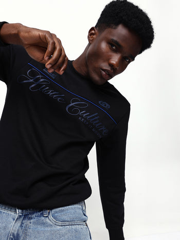 Men's Solid Round Neck Relaxed Fit Pullover Sweatshirt