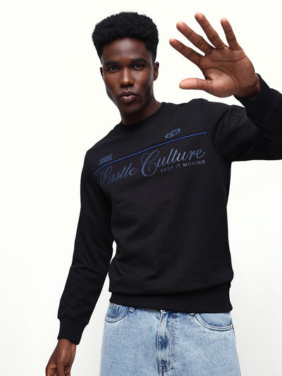 Men's Solid Round Neck Relaxed Fit Pullover Sweatshirt