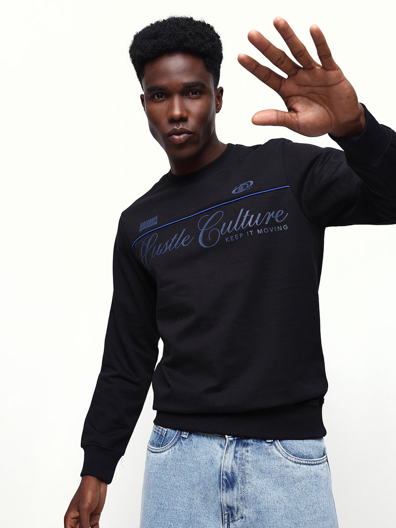 Men's Solid Round Neck Relaxed Fit Pullover Sweatshirt