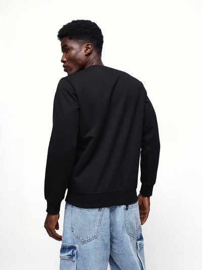 Men's Solid Round Neck Relaxed Fit Pullover Sweatshirt