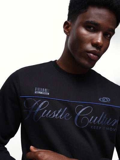 Men's Solid Round Neck Relaxed Fit Pullover Sweatshirt