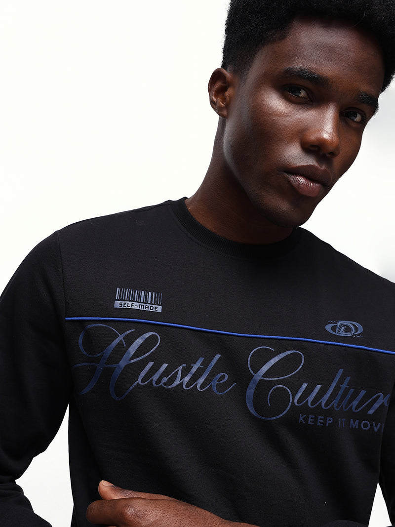 Men's Solid Round Neck Relaxed Fit Pullover Sweatshirt