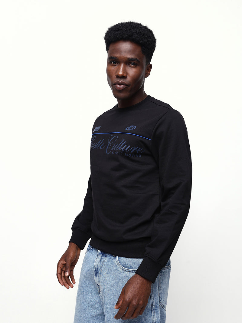 Men's Solid Round Neck Relaxed Fit Pullover Sweatshirt