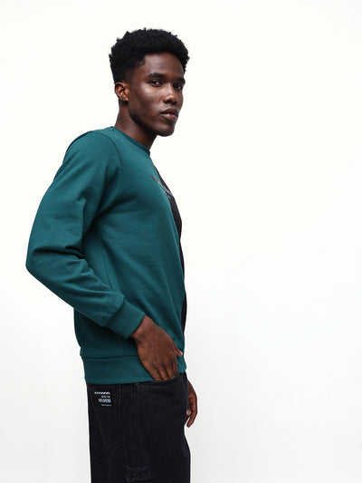 Men's Colourblocked Round Neck Relaxed Fit Pullover Sweatshirt